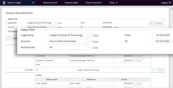 General Ledger Filtering