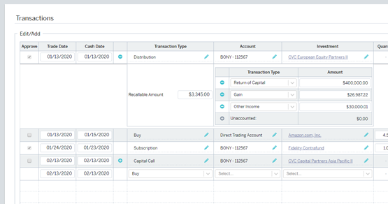 Mission Control Transaction Entry